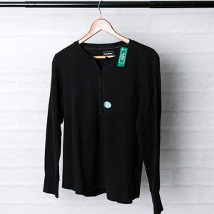 LL Bean Waffle Knit Henley - L